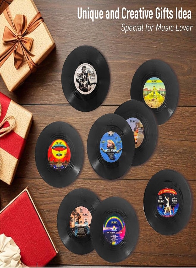 LIBERATECH 12-Pack Retro Vinyl Record Coasters, 80s Music Themed Drink Coasters for Table Protection, Unique Gifts for Music Lovers, Housewarming, Birthday, White Elephant, Vintage Home Decor - Image 5